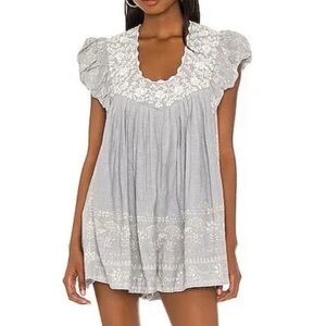 Free People Gray and White Lace Dress